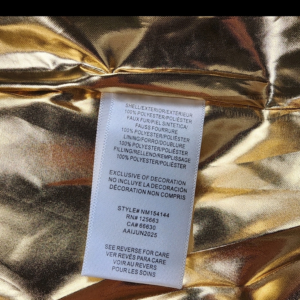 Nicole Miller Puffer Jacket Women Coat Med Insulated Hooded Gold Liner Palm NWT - Picture 5 of 10